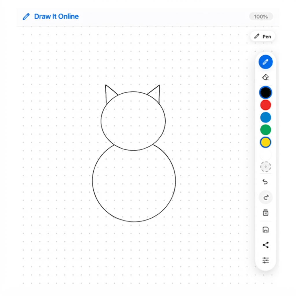Cat basic shapes - head and body circles with ears