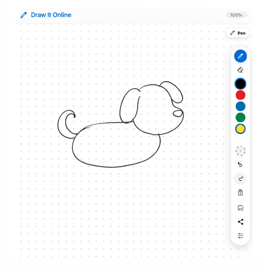 Dog basic shapes - head and body ovals with floppy ears