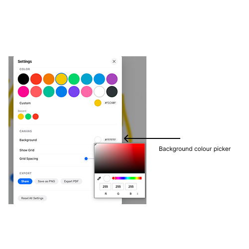 Background colour picker in Settings