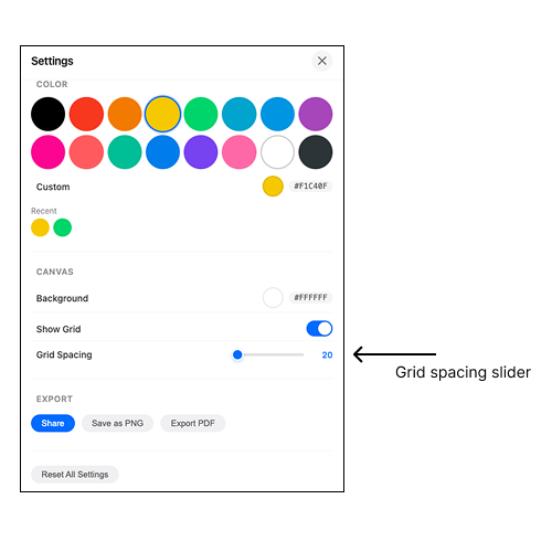 Grid spacing slider in Settings
