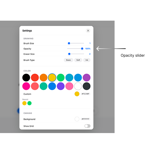 Opacity slider and examples